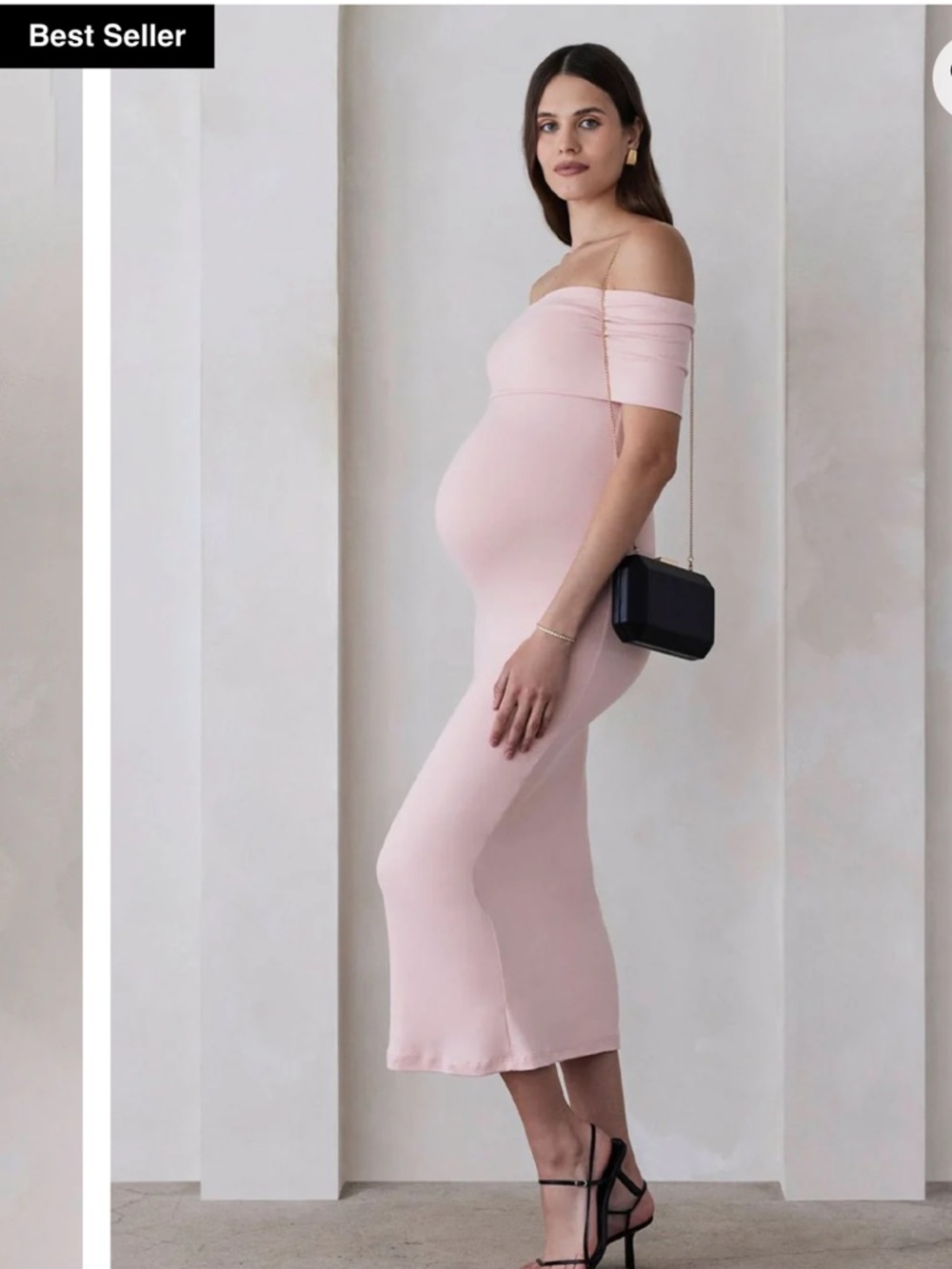 Bumpsuit One-Shoulder Maternity Midi Dress in Blush Pink|  NWT/Never Worn - Picture 3 of 6